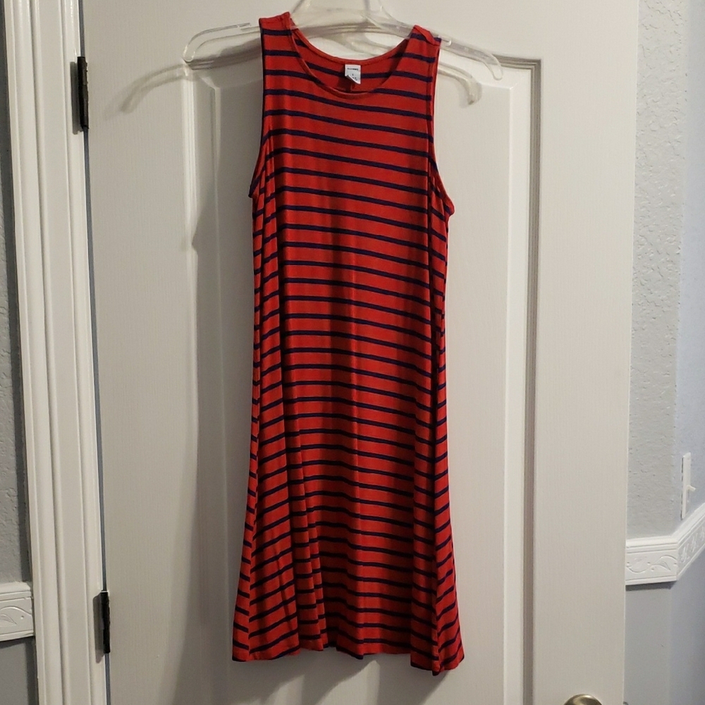 Striped Red and Navy Sleeveless Dress